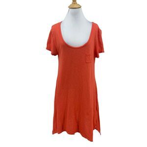 Fresh Produce Fairytale Tunic Women M Medium Orange Short Sleeve Low Scoop *READ